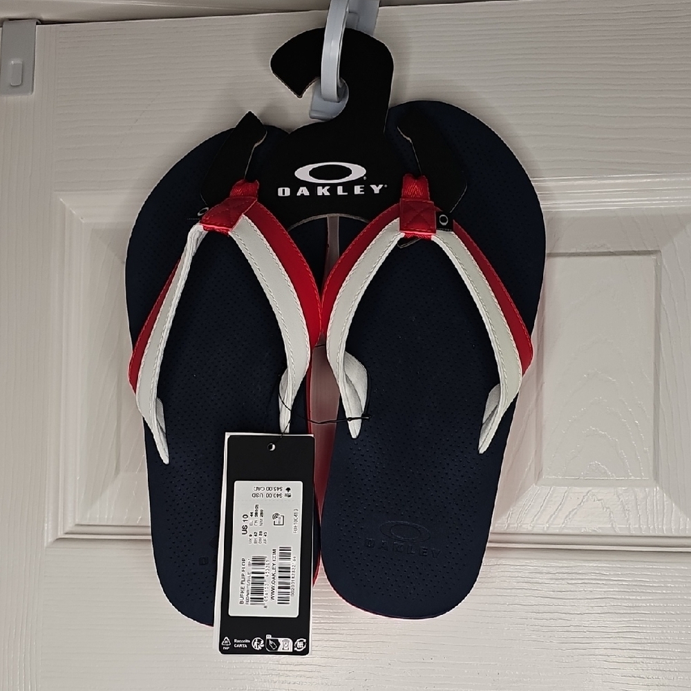 Oakley Dark Blue and Red Flip Flops